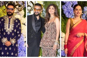 Abhishek Bachchan, Taapsee Pannu, Ameesha Patel, Rajkummar Rao and others make stylish appearances at Anand Pandit's daughter's star-studded wedding reception - See photos |