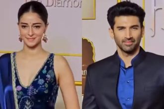 Ananya Panday: Ananya Panday and Aditya Roy Kapur twin in blue outfits at 'Heeramandi' premiere - WATCH