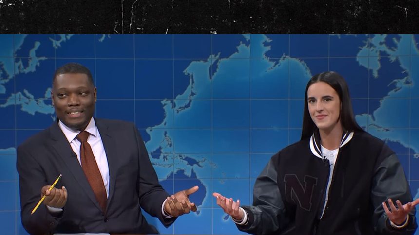 Caitlin Clark Appears on 'SNL' And Turns Apron Joke on Michael Che