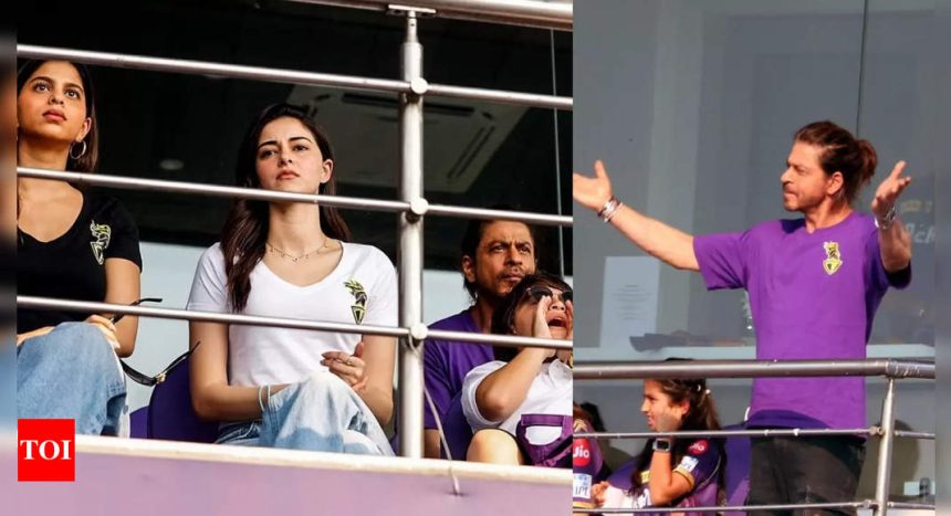 Crowds at the stadium scream 'SRK' as Shah Rukh Khan reaches Eden Gardens for supporting KKR with AbRam, Suhana Khan, Ananya Panday- WATCH videos | Hindi Movie News