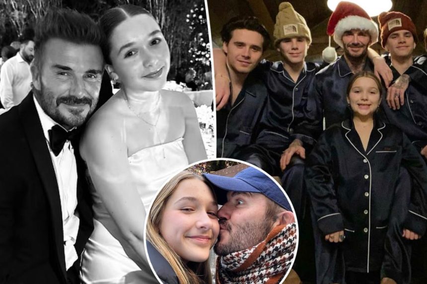 David Beckham enlists his three sons to protect their little sister, Harper, 12