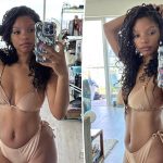 Halle Bailey shows off postpartum body in tiny two-piece