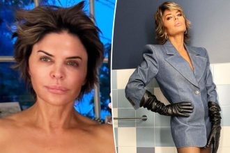 Lisa Rinna bares all to show off spray tan after dissolving her facial fillers