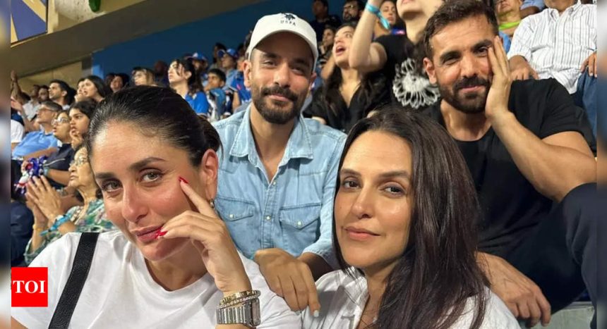 Netizens recall Kareena Kapoor calling John Abraham 'expressionless' in old interview as the duo watch IPL match at Wankhede stadium together - See photos | Hindi Movie News