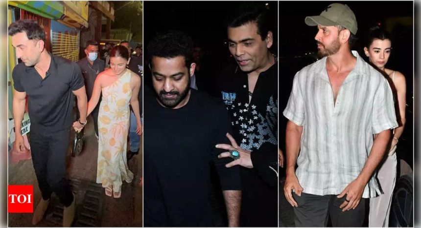 Ranbir Kapoor, Alia Bhatt, Hrithik Roshan and his girlfriend Saba Azad, Jr NTR, Karan Johar unwind together amid busy shoot schedules