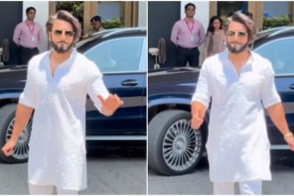 Ranveer Singh wins hearts as he carries a classy white kurta at the airport, fans call it 'Don 3' look - WATCH video | Hindi Movie News