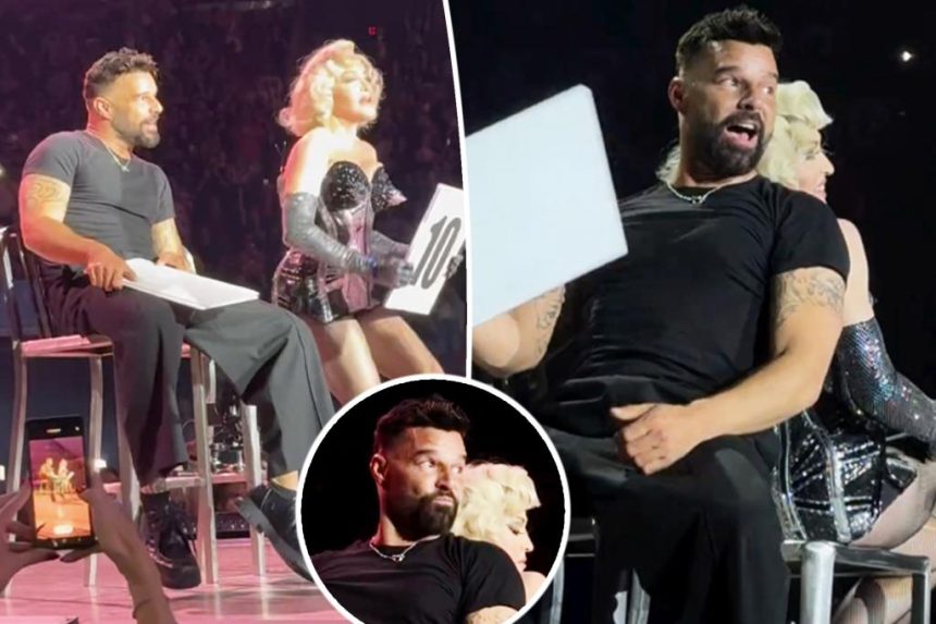 Ricky Martin fans are convinced he got aroused on stage at Madonna's concert