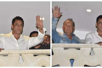 Salim Khan accompanies son Salman Khan as the actor wishes fans on Eid from the balcony of his Galaxy apartment - See photos |