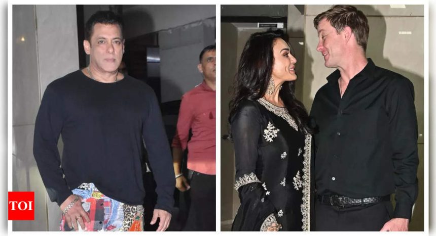 Salman Khan grabs eyeballs with printed pants, Preity Zinta strikes a loved-up pose with husband Gene Goodenough as they get clicked at Sohail Khan's Eid party - See photos |