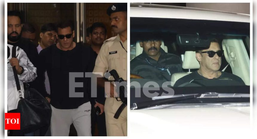 Salman Khan surrounded by armed security guards on return from Dubai; actor boldly sits in front seat of car - WATCH |