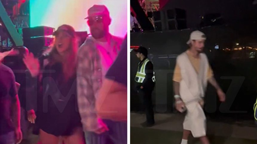 Taylor Swift & Travis Kelce Leave Coachella Set Trailing Behind Biebers