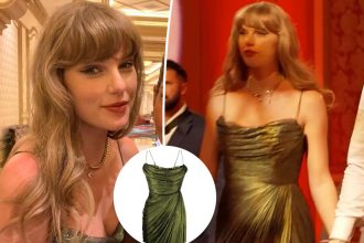 Taylor Swift styles $2,400 dress with $120 necklace for Mahomies Foundation Gala