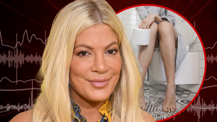 Tori Spelling Lifts Lid On Toilet Habits, Can't Poop Alone, Son Watches