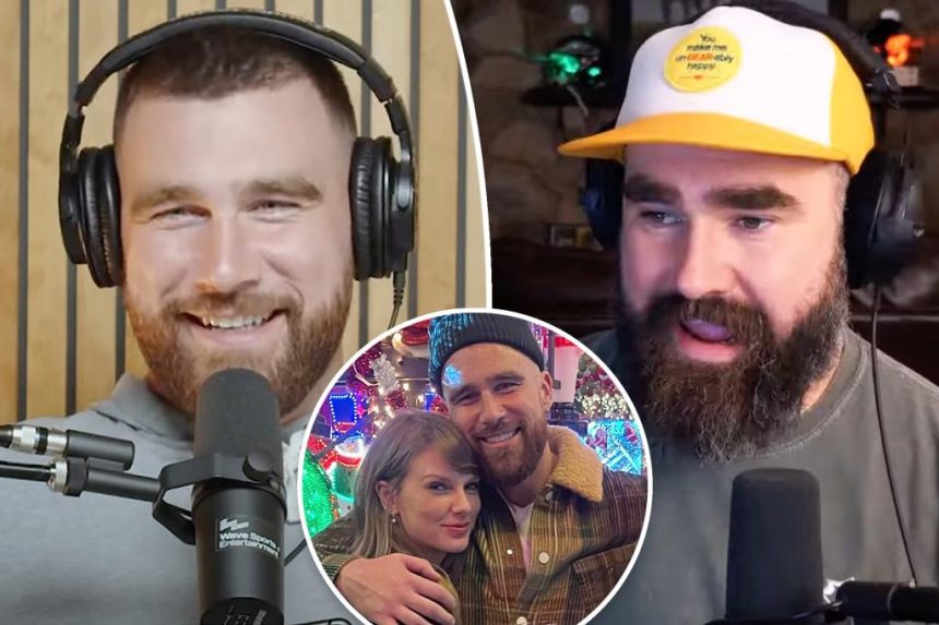 Travis Kelce dances to Taylor Swift song at 'New Heights' live show with Jason