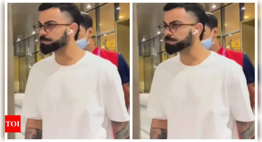 Virat Kohli snapped at the airport as he reunites with his wife Anushka Sharma and kids Akaay and Vamika in Mumbai | Hindi Movie News