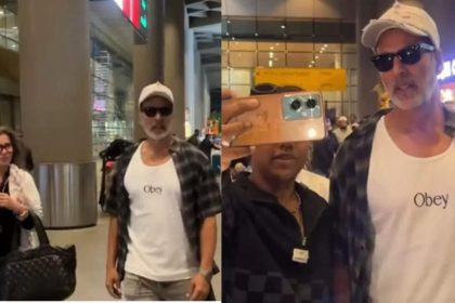 Akshay Kumar returns to the city with mom-in-law Dimple Kapadia, gets mobbed by fans - WATCH video | Hindi Movie News