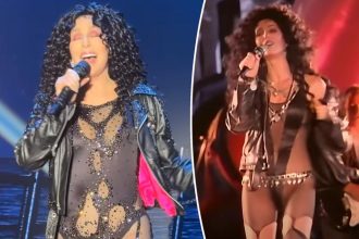 Cher performs 'If I Could Turn Back Time' at amfAR Cannes Gala in bodysuit inspired by her 1989 video