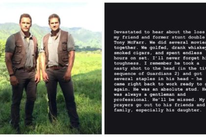 Chris Pratt's stunt double Tony McFarr passes away at 47; actor pays emotional tribute |