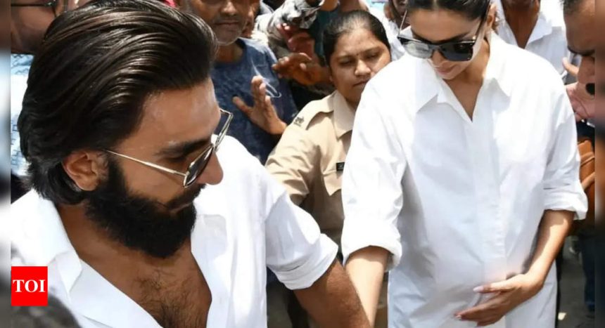 Deepika Padukone flaunts her baby bump for the first time, Ranveer Singh protects her from crowd at polling booth | Hindi Movie News