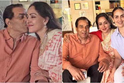 Dharmendra plants a kiss on Hema Malini's cheeks in unseen pictures from their 44th wedding anniversary, Esha Deol joins them | Hindi Movie News