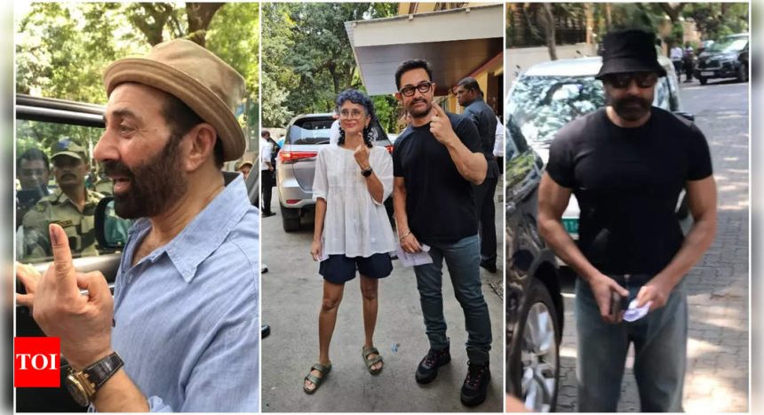 Pics: Sunny Deol, Aamir Khan, Bobby Deol step out to vote | Hindi Movie News