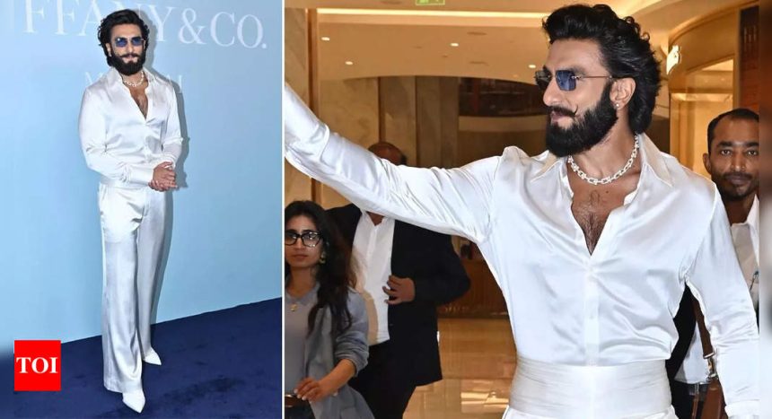 Ranveer Singh attends first public event in all-white outfit after deleting wedding pictures with Deepika Padukone | Hindi Movie News