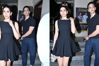 Rumoured lovebirds Khushi Kapoor and Vedang Raina grab eyeballs as they make joint appearance at 'Mr & Mrs Mahi' screening - See photos | Hindi Movie News