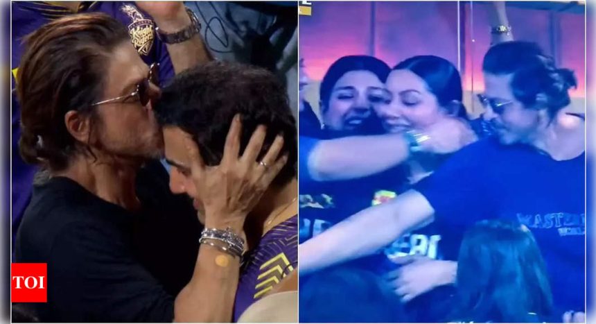 Shah Rukh Khan kisses Gauri Khan and Gautam Gambhir as KKR beats SRH to claim their third IPL trophy: Check out the celebration moments | Hindi Movie News