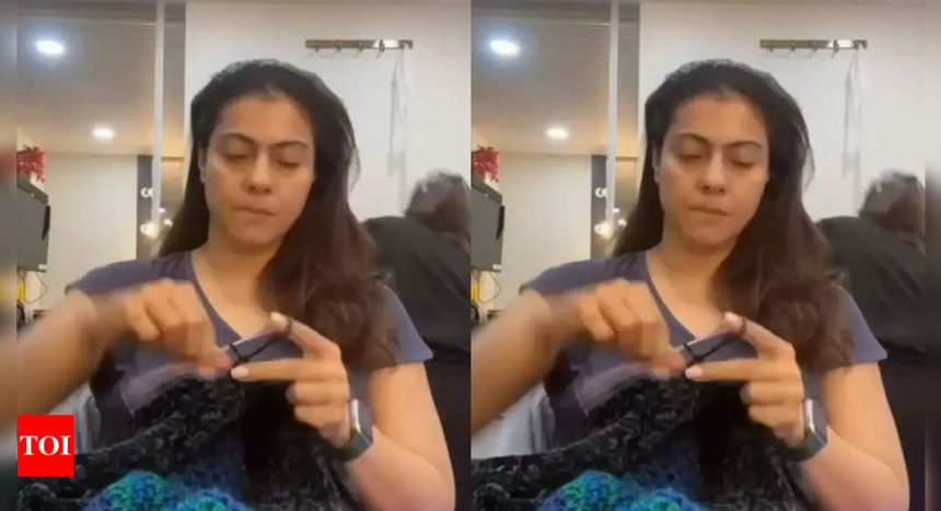 Video: Kajol shows off her crocheting skills as she gets her hair and make-up ready | Hindi Movie News