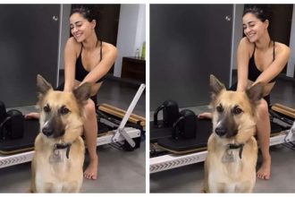 Ananya Panday begins her Sunday morning with a fun Pilates session with her furry friend; See pics | Hindi Movie News