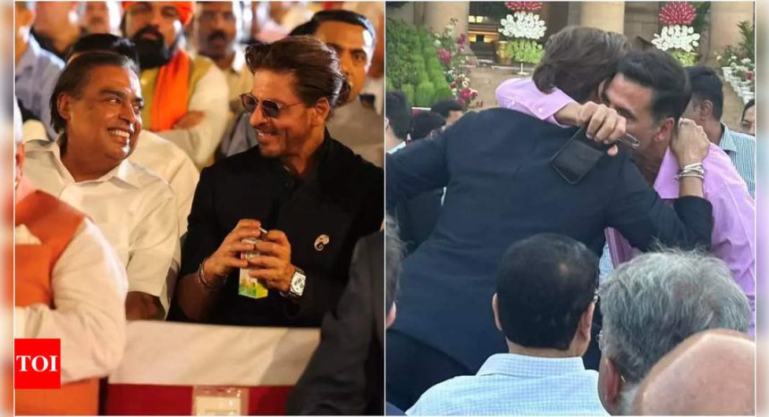 From Shah Rukh Khan's chat with Mukesh Ambani to warm hug with Akshay Kumar: SRK's viral moments from PM Narendra Modi's swearing-in ceremony | Hindi Movie News