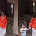 'Jeh Baba' gives paparazzi angry eyes while walking with mom Kareena Kapoor | Hindi Movie News