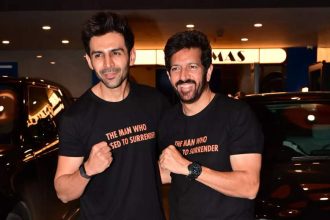 Kartik Aaryan, Kabir Khan, Mini Mathur and other crew members attend the screening of Chandu Champion | Hindi Movie News