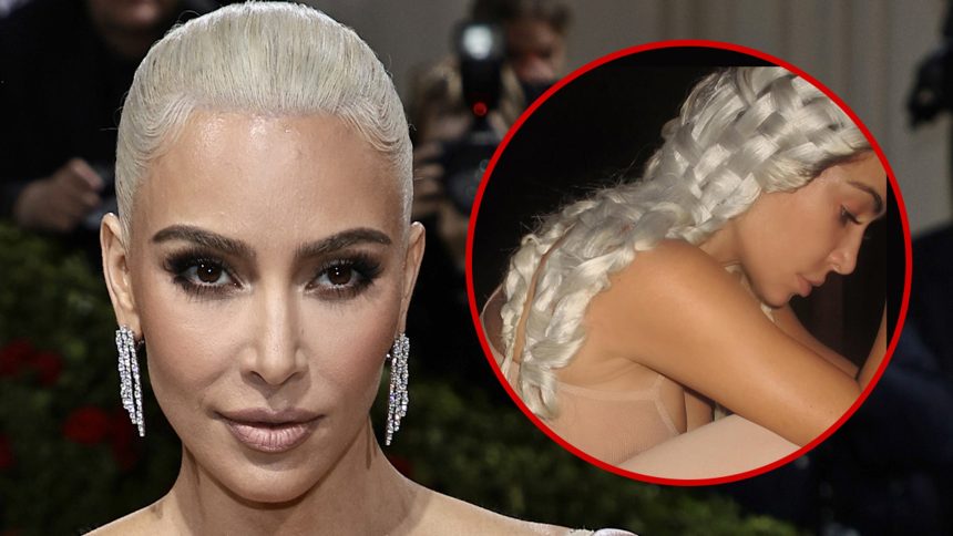 Kim Kardashian Debuts Platinum Blonde Basket Braid Hairdo, Jokes Fly