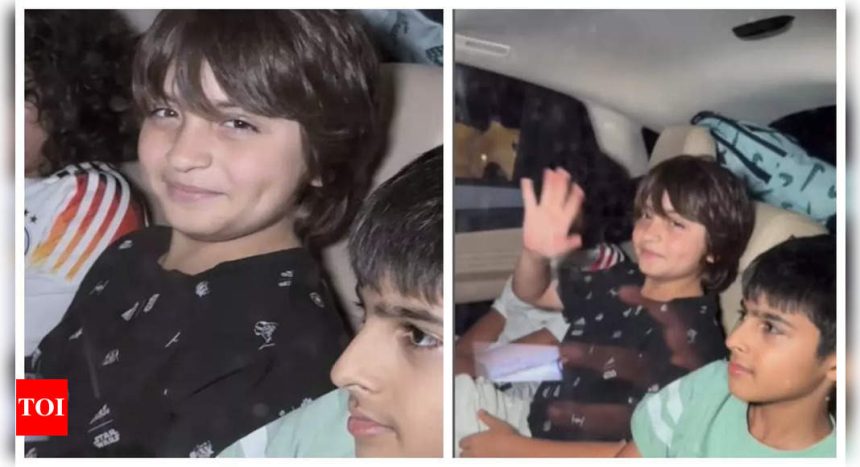 Shah Rukh Khan's son AbRam flaunts his dimpled smile, waves at paparazzi as he gets snapped with friends after Sohail Khan's son Yohan’s birthday bash - See photos |