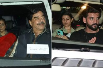 Shatrughan Sinha beams with joy as he leaves Ramayan with daughter Sonakshi Sinha for Zaheer Iqbal's house after puja | Hindi Movie News