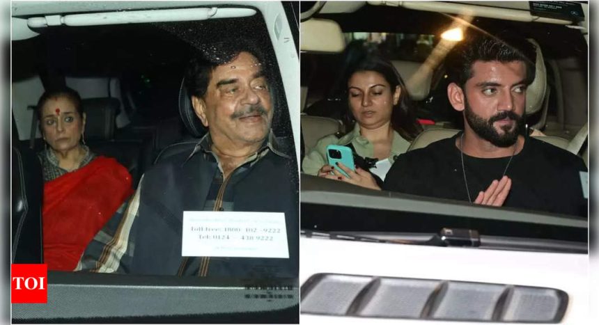 Shatrughan Sinha beams with joy as he leaves Ramayan with daughter Sonakshi Sinha for Zaheer Iqbal's house after puja | Hindi Movie News