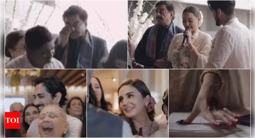 Shatrughan Sinha wipes tears as Sonakshi and Zaheer Iqbal exchange garlands during their registered marriage - watch wedding video |