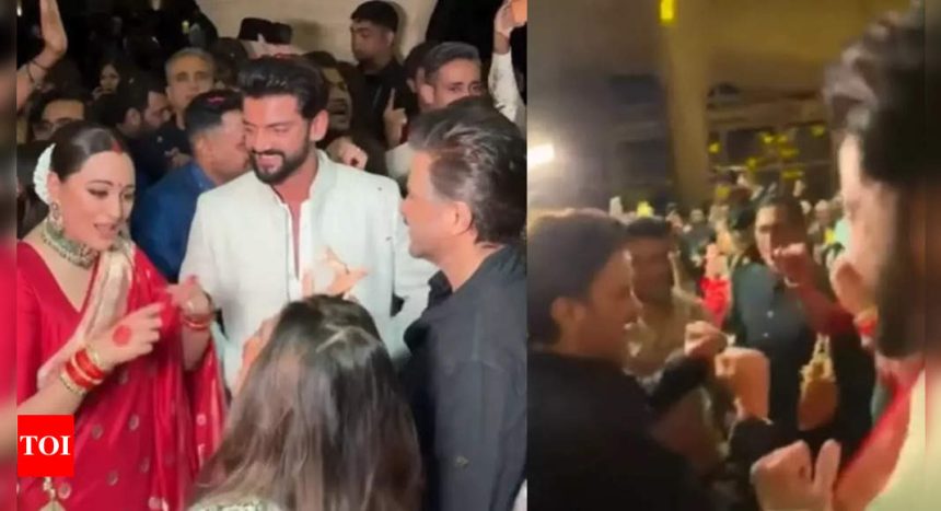 Sonakshi Sinha does Anil Kapoor's signature 'My Name Is Lakhan' step with him at her wedding reception, Zaheer Iqbal joins in - WATCH video