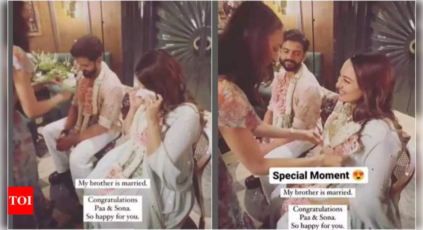 Sonakshi Sinha gets teary-eyed during a ritual after tying the knot with Zaheer Iqbal | Hindi Movie News