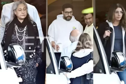 Abhishek Bachchan, Jaya Bachchan, Shweta Bachchan arrive in Mumbai from Varanasi for the Anant Ambani, Radhika Merchant wedding - PICS inside | Hindi Movie News