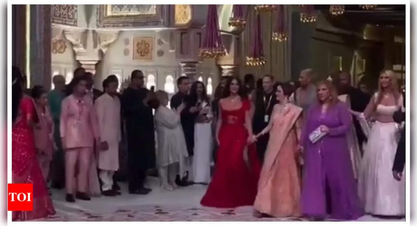 Anant Ambani-Radhika Merchant wedding: Nita Ambani welcomes Kim Kardashian to celebrations; makes grand entrance walking hand-in-hand |