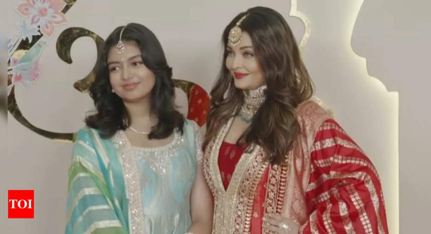 Anant Ambani and Radhika Merchant's wedding: Aishwarya Rai Bachchan and daughter Aaradhya look elegant as they pose together on the red carpet | Hindi Movie News