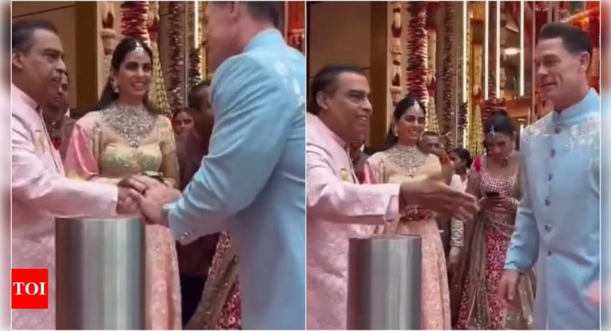 Anant Ambani and Radhika Merchant's wedding: John Cena gets a warm welcome from Mukesh Ambani and Isha Ambani - WATCH | Hindi Movie News