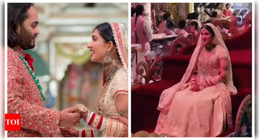 Bride Radhika Merchant gets emotional during fairytale entry; Groom Anant Ambani holds parents Nita and Mukesh's hand - WATCH |