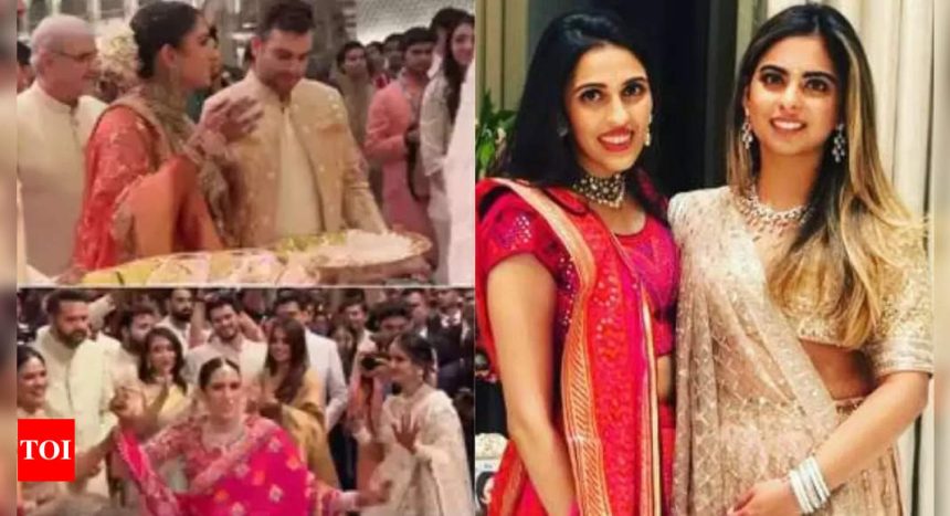 Isha Ambani and Shloka Mehta steal the show with joyous 'Kudi Nu Nachne De' dance at Radhika Merchant's vidaai - video inside | Hindi Movie News