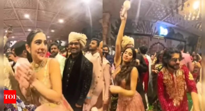 Janhvi Kapoor and Shikhar Pahariya groove to ‘Mere Mehboob Mere Sanam’ in viral video from Ambani wedding; Don't miss Sara Ali Khan's reaction! - WATCH | Hindi Movie News