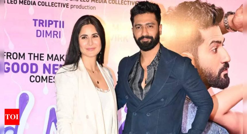 Katrina Kaif encourages Vicky Kaushal to interact and click a selfie with his fans at Bad Newz screening | Hindi Movie News