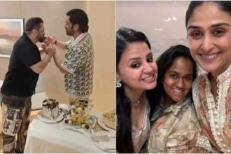 MS Dhoni feeds his birthday cake to Salman Khan, Arpita Khan Sharma shares a candid picture with Sakshi Dhoni | Hindi Movie News