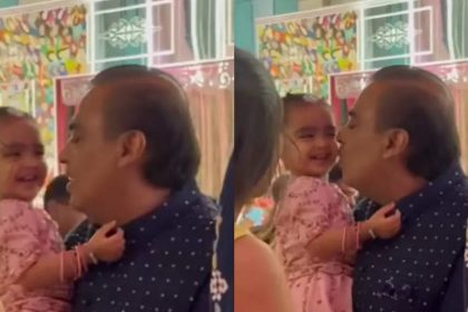 Mukesh Ambani's adorable moments with granddaughter Aadiya from Anant Ambani and Radhika Merchant's sangeet melts hearts | Hindi Movie News